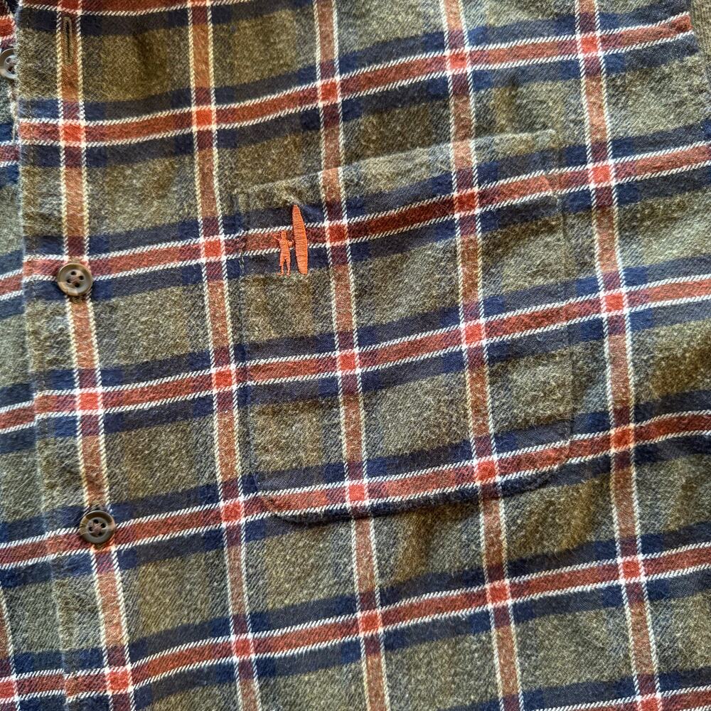 Johnnie-On Hanging out Flannel Large Button Up Red Plaid - Picture 3 of 8